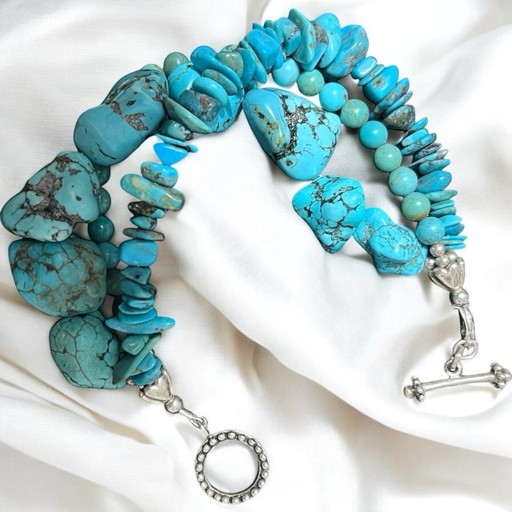 Hand Crafted Turquoise and Silver Bracelet☑️ - Picture 4 of 11